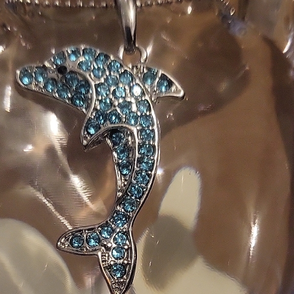 CJ Banks Jewelry - CJ Banks Silver Dolphin Necklace with Blue Accents